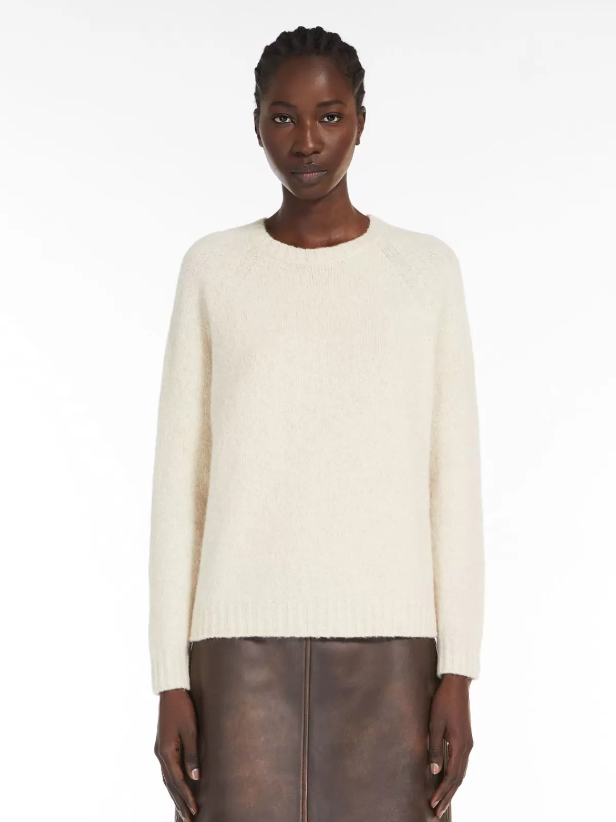 Suéter acogedor Max Mara en mezcla suave de alpaca y algodón, tono hueso para un estilo atemporal