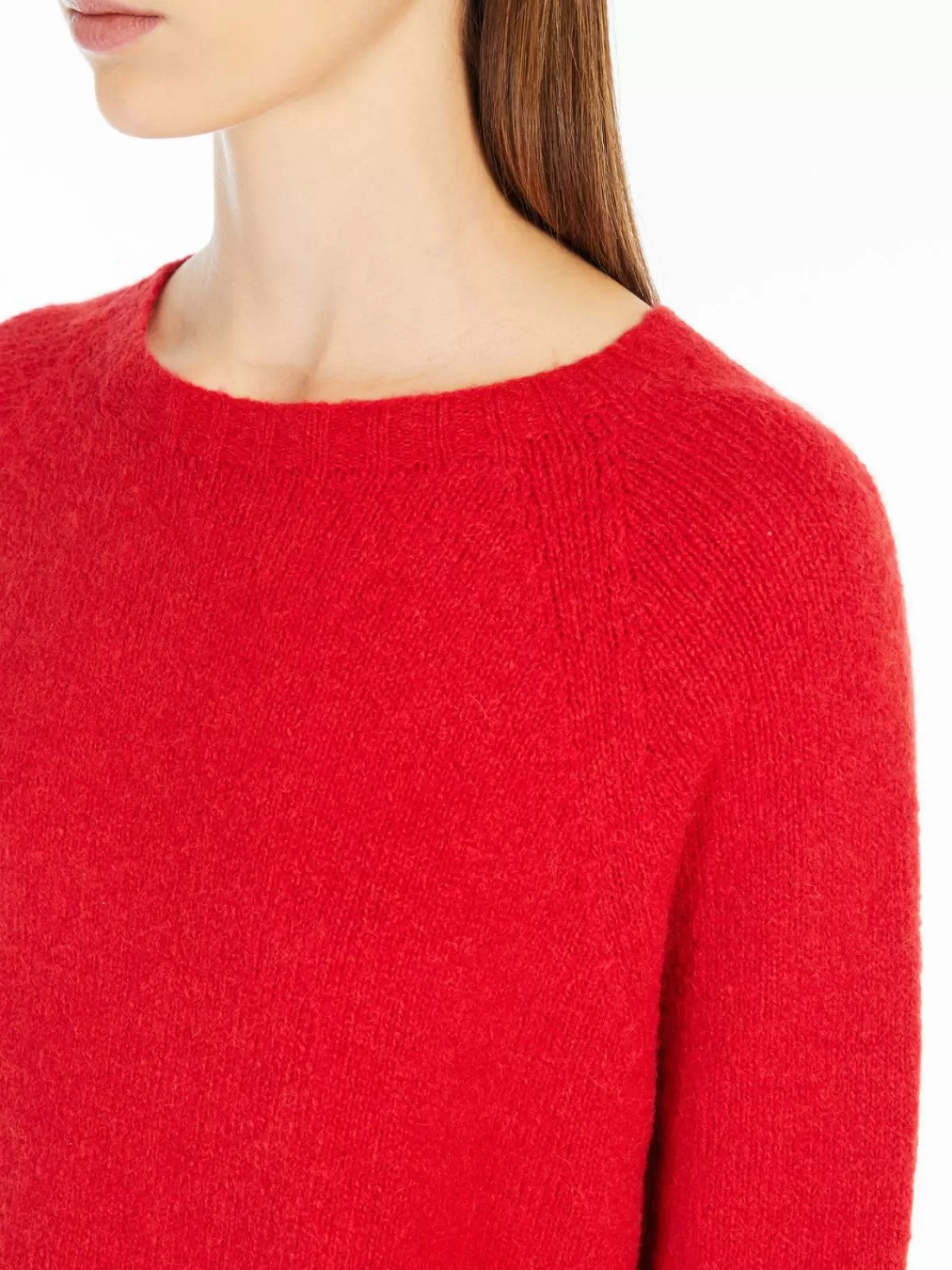 Suéter premium de alpaca suave y algodón transpirable en rojo vibrante - Colección MaxMara