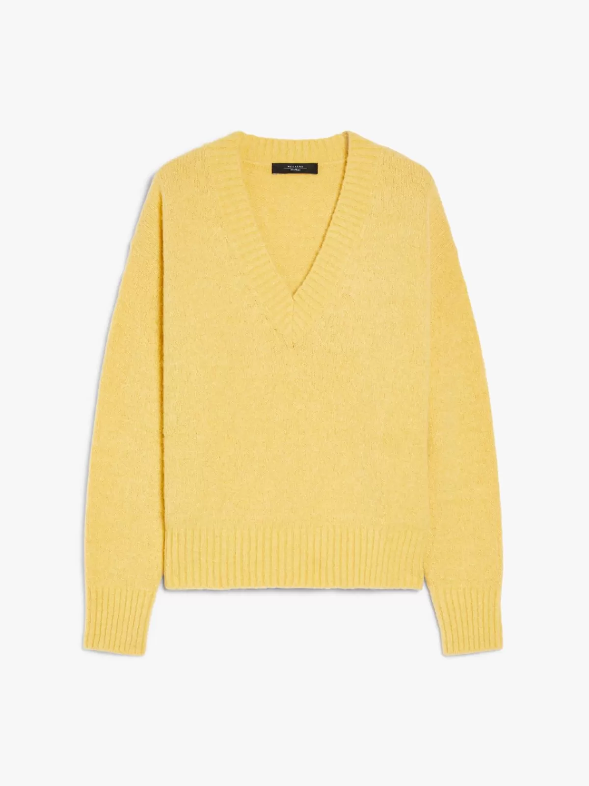 Jersey acogedor de MaxMara en alpaca y algodón con escote en V - Amarillo miel