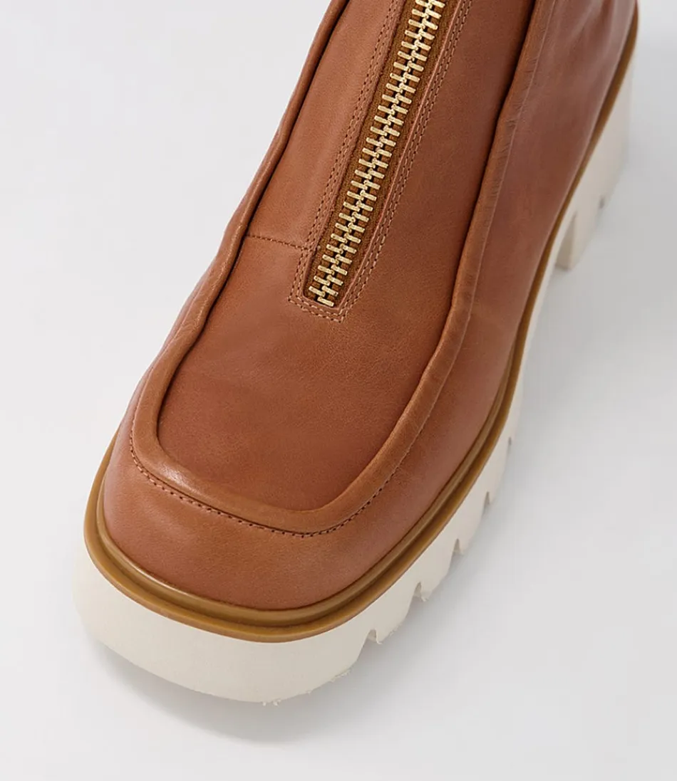 Botas Tobilleras Django & Juliette para Mujer - Cuero Suave en Tono Cognac, Estilo Casual con Detalles Elegantes ¡Combina con todo! (Modelo Bilbay) - Diseño Cómodo y Versátil para el Día a Día