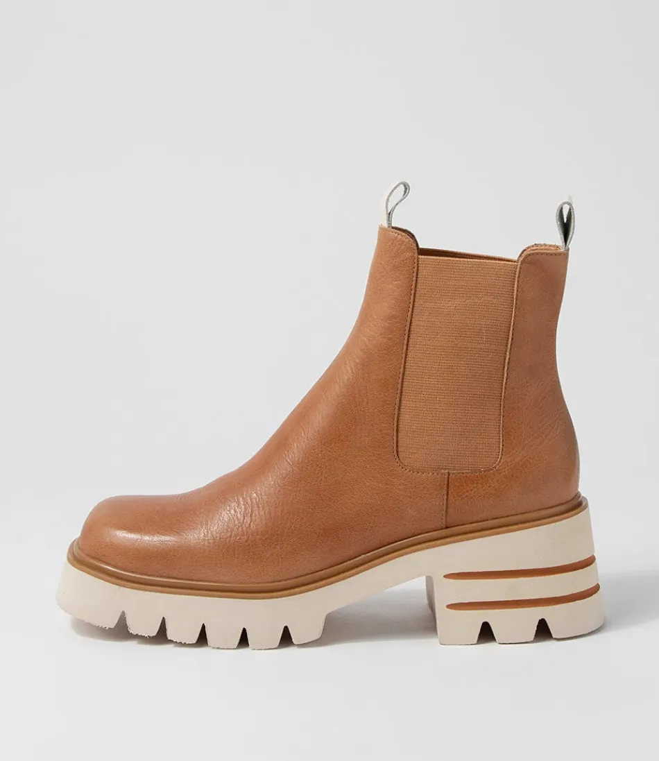 Botas Chelsea DJANGO & JULIETTE para mujer - Cuero box vainilla en tono beige, diseño versátil Breda