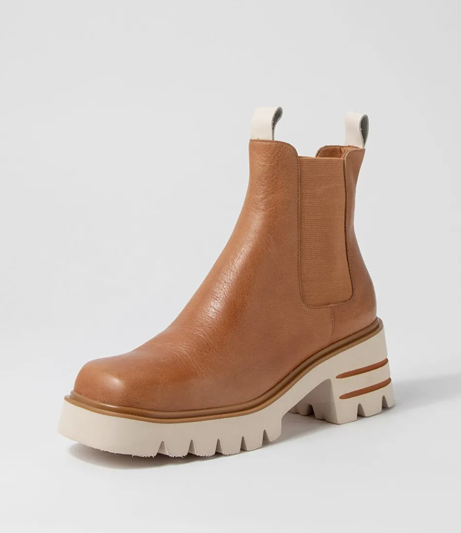 Botas Chelsea DJANGO & JULIETTE para mujer - Cuero box vainilla en tono beige, diseño versátil Breda