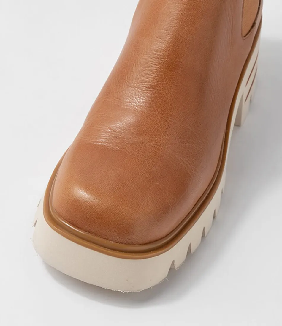 Botas Chelsea DJANGO & JULIETTE para mujer - Cuero box vainilla en tono beige, diseño versátil Breda