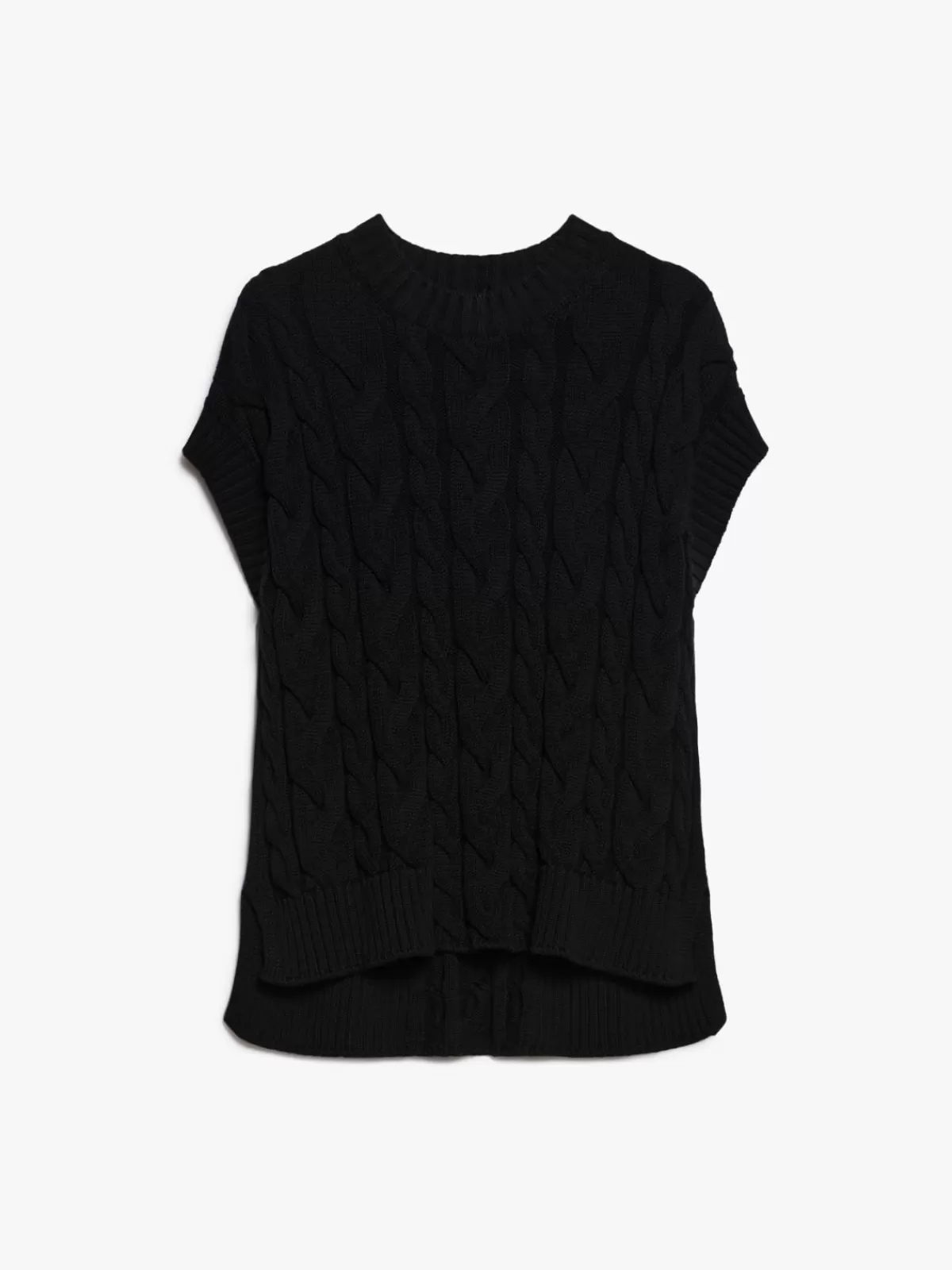 Chaleco tejido con trenzas Max Mara en hilo de algodón - Negro clásico de diseño atemporal