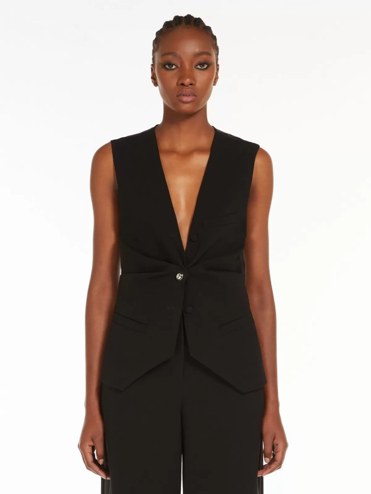 Chaleco de seda y traje sastre Max Mara Cady en negro clásico - Conjunto elegante para ocasiones especiales