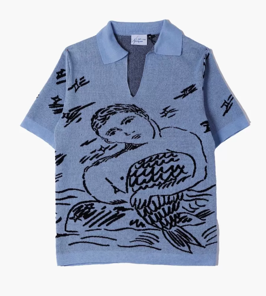 Polo de Diseño Atrevido en Azul Bebé | Corte Moderno CARNE BOLLENTE | Estilo Fresco para Looks Urbanos