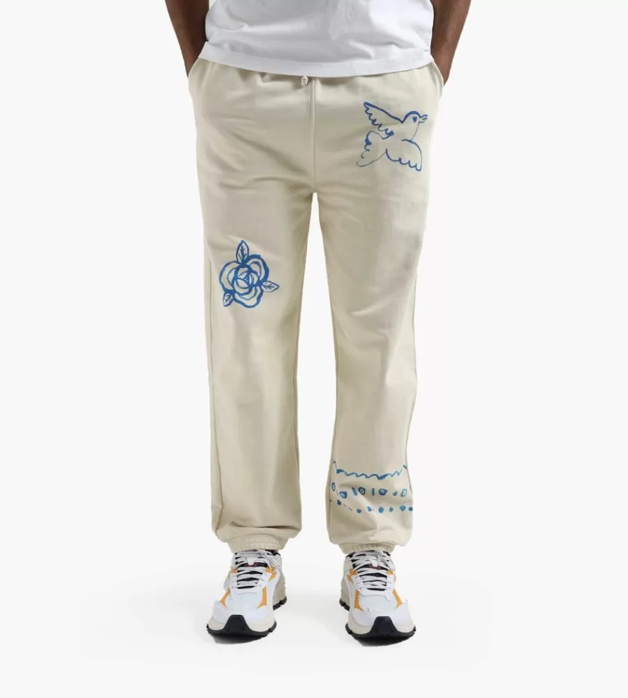 CARNE BOLLENTE - Joggers Amor por los Huesos en Beige Natural | Pantalones Casuales de Algodón