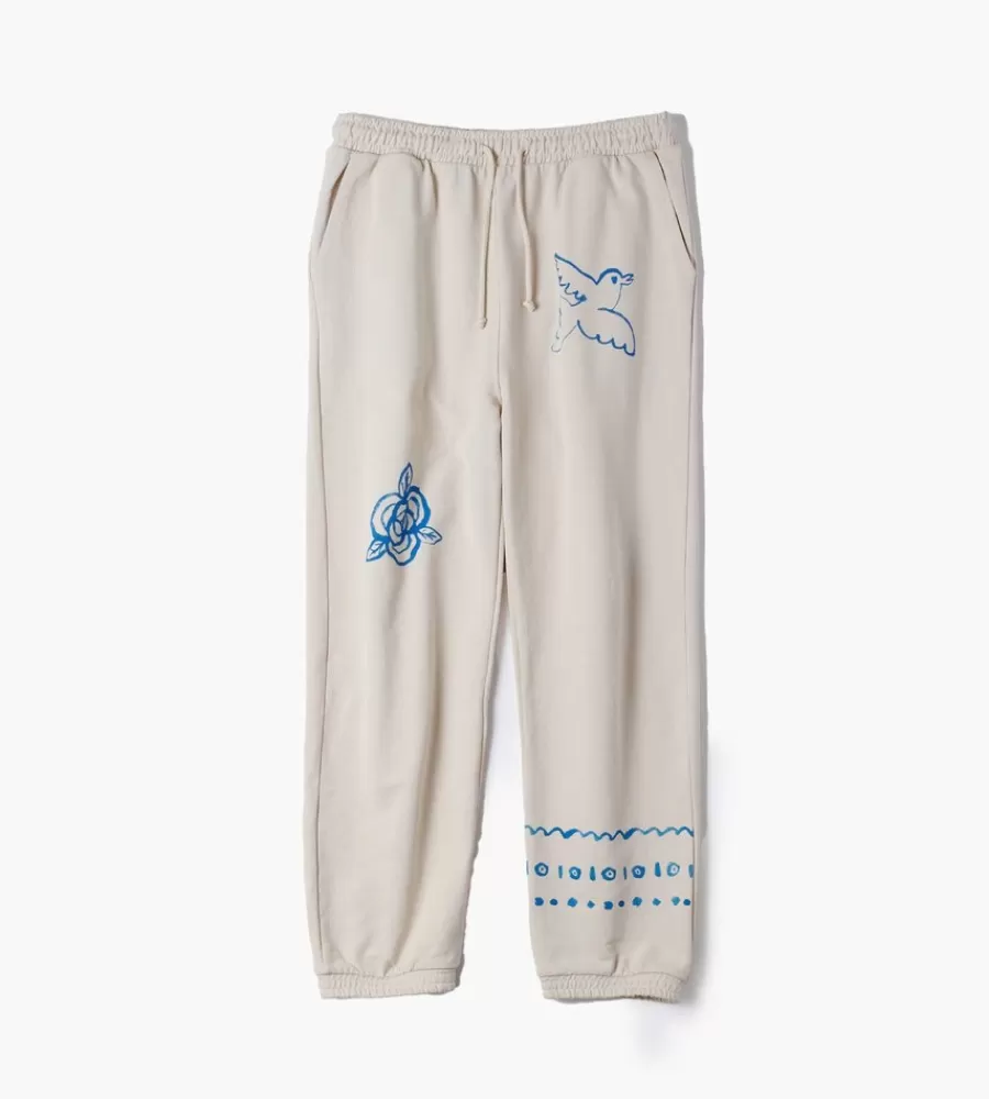 CARNE BOLLENTE - Joggers Amor por los Huesos en Beige Natural | Pantalones Casuales de Algodón