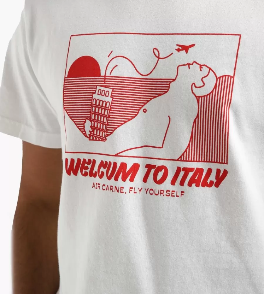 CARNE BOLLENTE | Camiseta Italiana en Blanco con Mensaje 