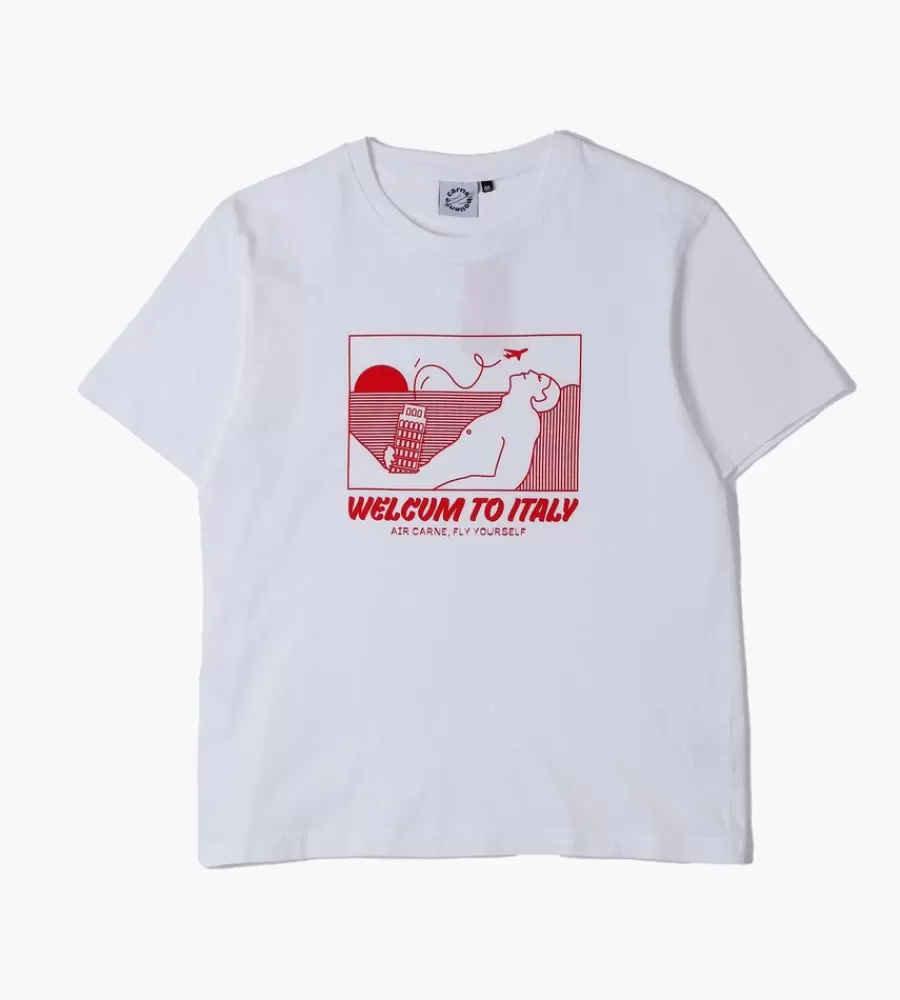 CARNE BOLLENTE | Camiseta Italiana en Blanco con Mensaje 