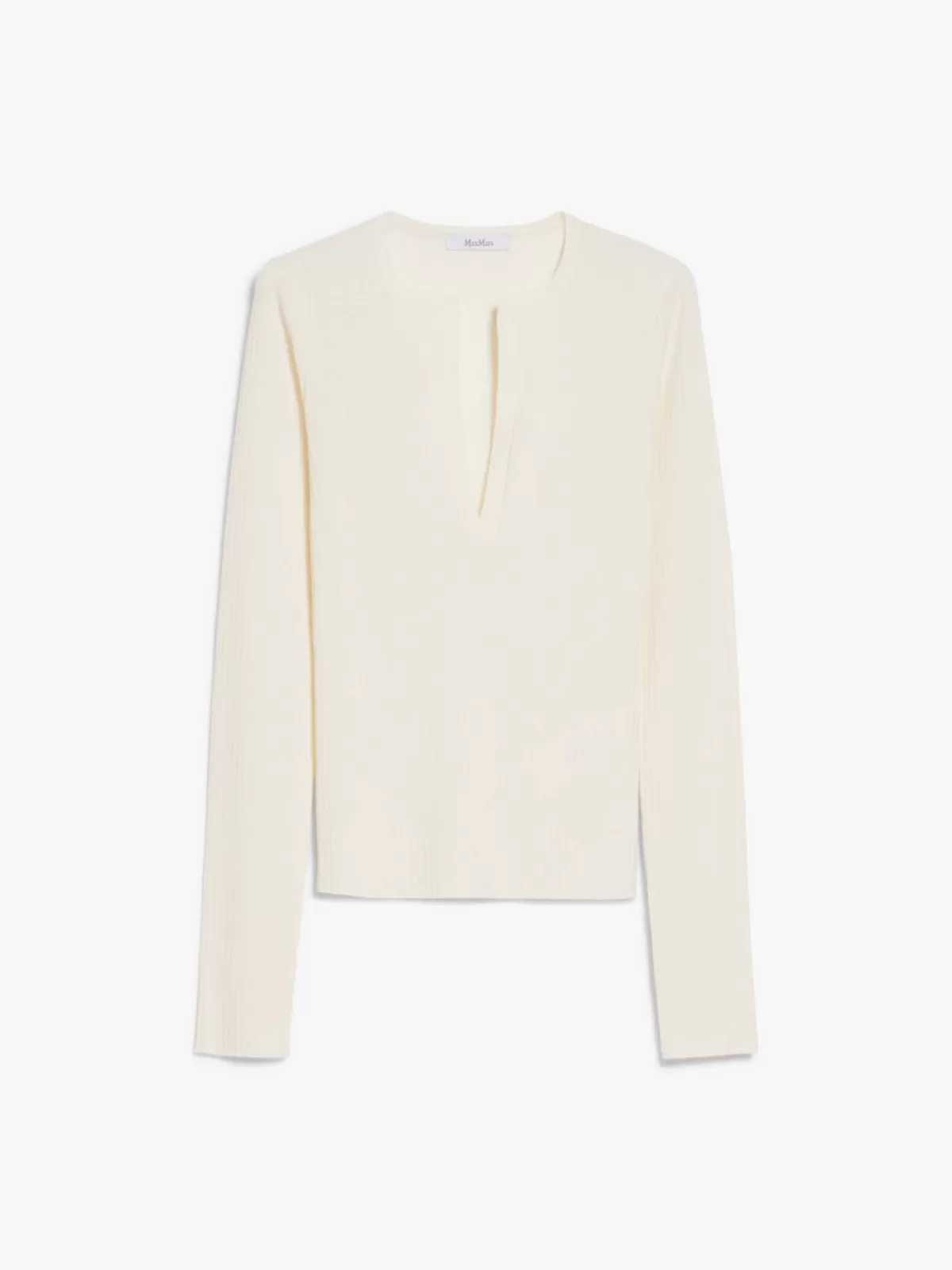Jersey clásico Max Mara en cachemira y seda - Tonos crema suave | Prenda de punto premium para temporada