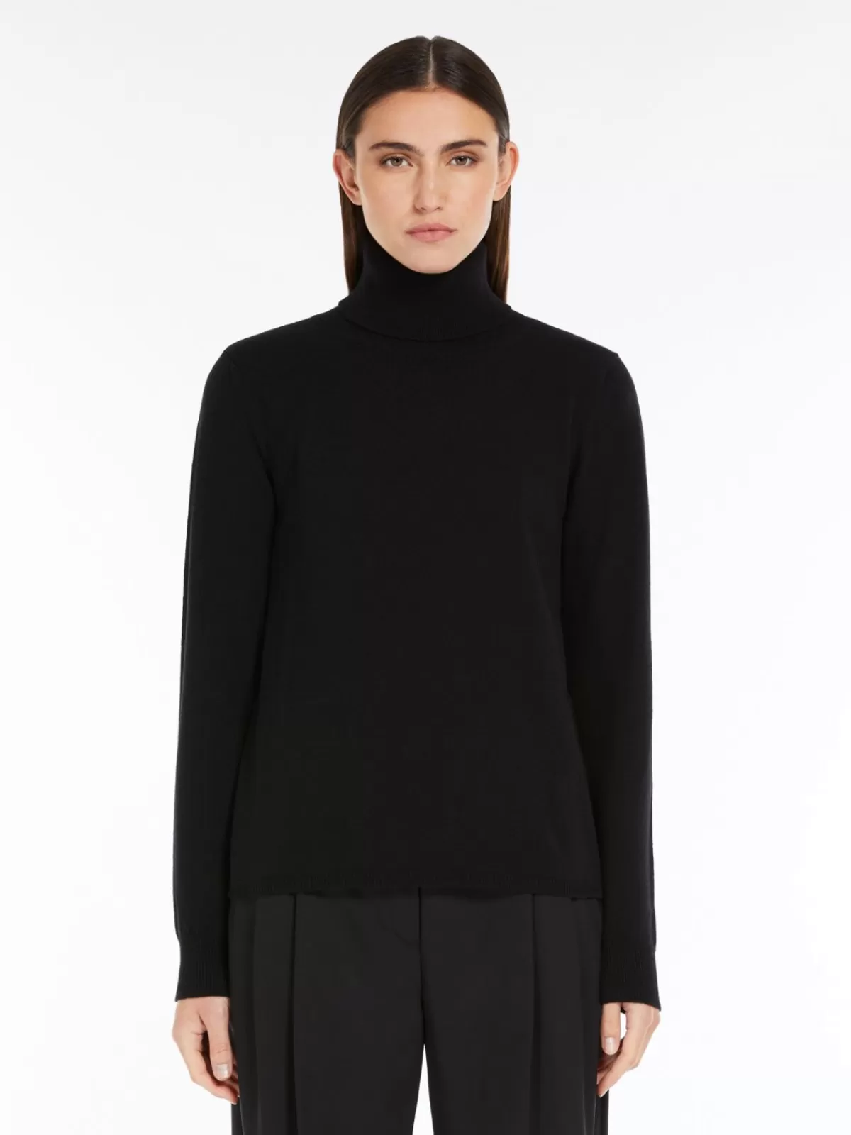 Lujoso jersey de cuello alto en cachemira Max Mara - Tono negro invernal para looks elegantes