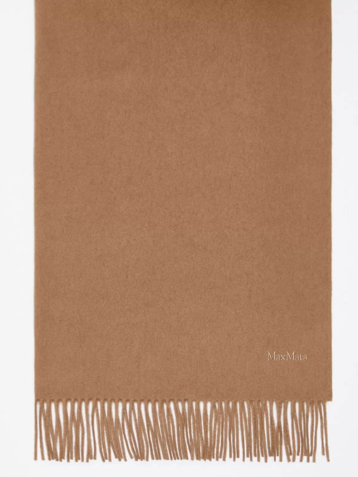 Chal de cachemira Max Mara con bordados artesanales y flecos en tono tabaco - Pañuelo elegante para looks sofisticados