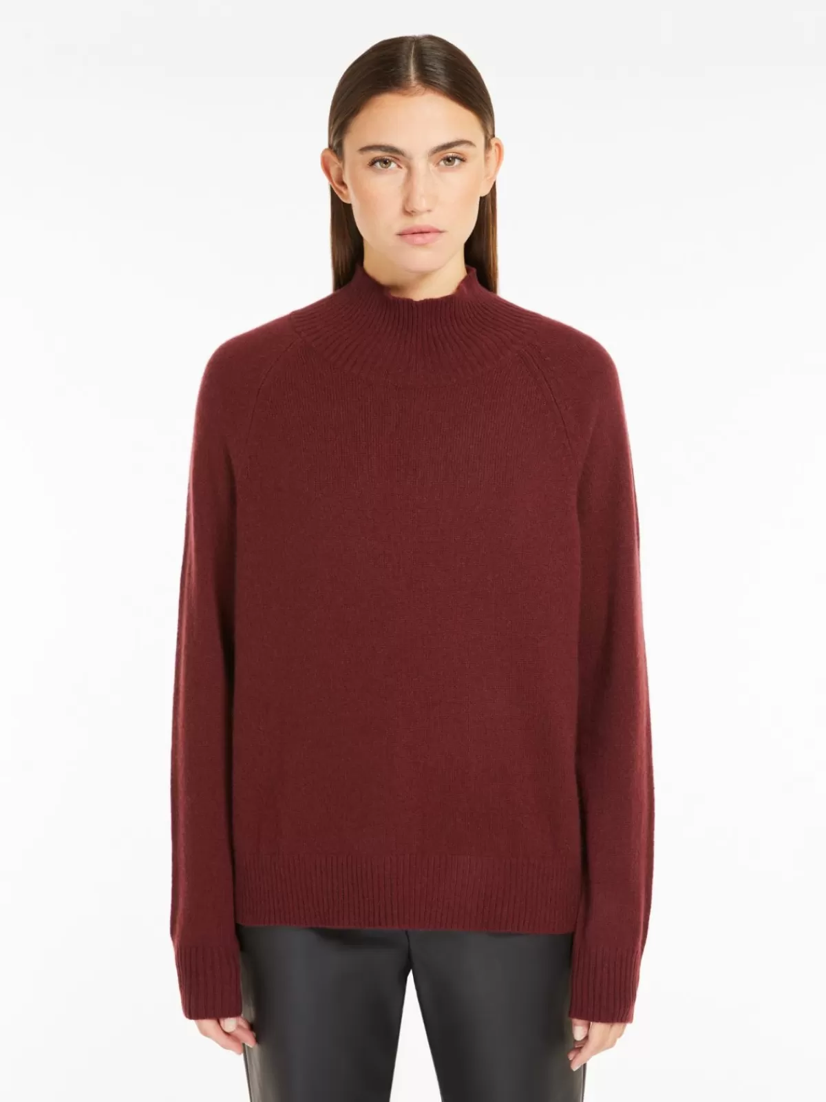 Jersey de cuello alto Max Mara en hilo de cachemira - Burdeos cálido invierno