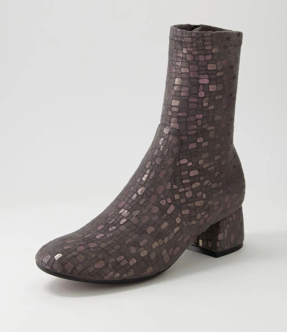 Botines Tobilleros DJANGO & JULIETTE para Mujer - Gris Destellos con Detalle Checkie, Material Elástico en Microantejanilla, Diseño Cómodo para Uso Diario