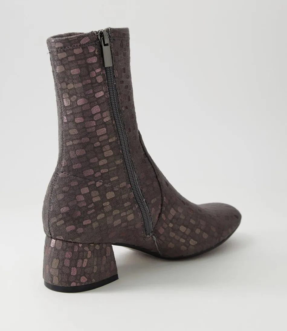 Botines Tobilleros DJANGO & JULIETTE para Mujer - Gris Destellos con Detalle Checkie, Material Elástico en Microantejanilla, Diseño Cómodo para Uso Diario