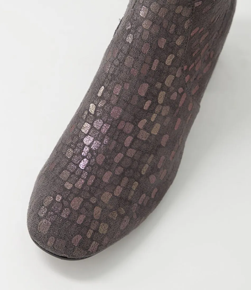 Botines Tobilleros DJANGO & JULIETTE para Mujer - Gris Destellos con Detalle Checkie, Material Elástico en Microantejanilla, Diseño Cómodo para Uso Diario