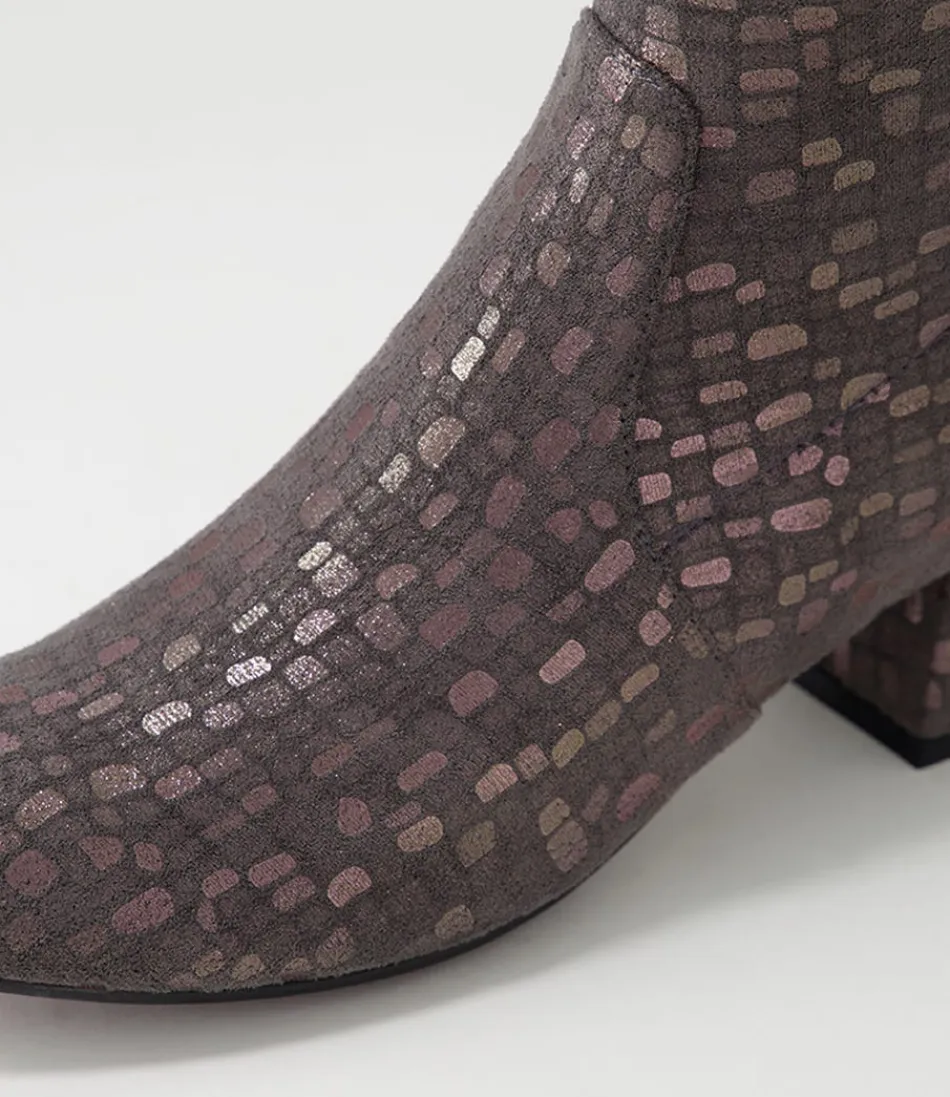 Botines Tobilleros DJANGO & JULIETTE para Mujer - Gris Destellos con Detalle Checkie, Material Elástico en Microantejanilla, Diseño Cómodo para Uso Diario