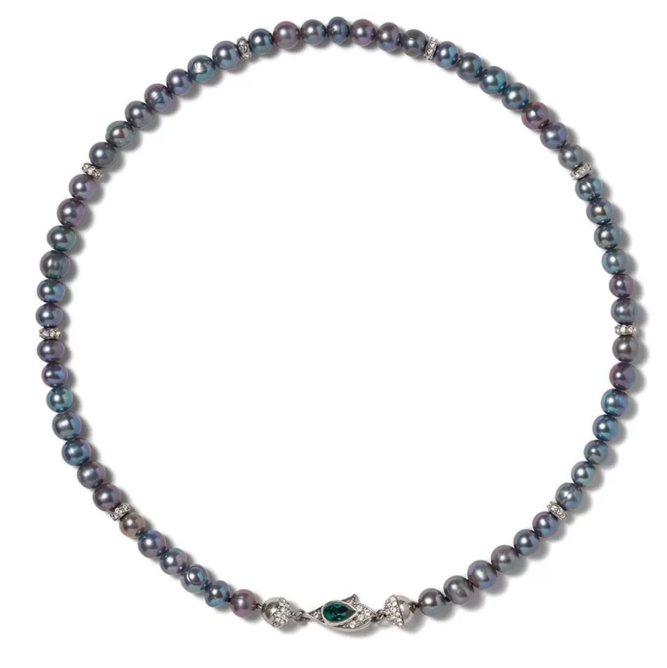 The Met Store - Collar Pavo Real con Perlas Chelsea, Diseño Elegante y Hecho a Mano