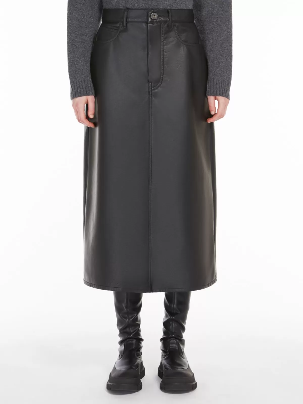Falda Max Mara en tejido con acabado brillante - Negro intenso elegante