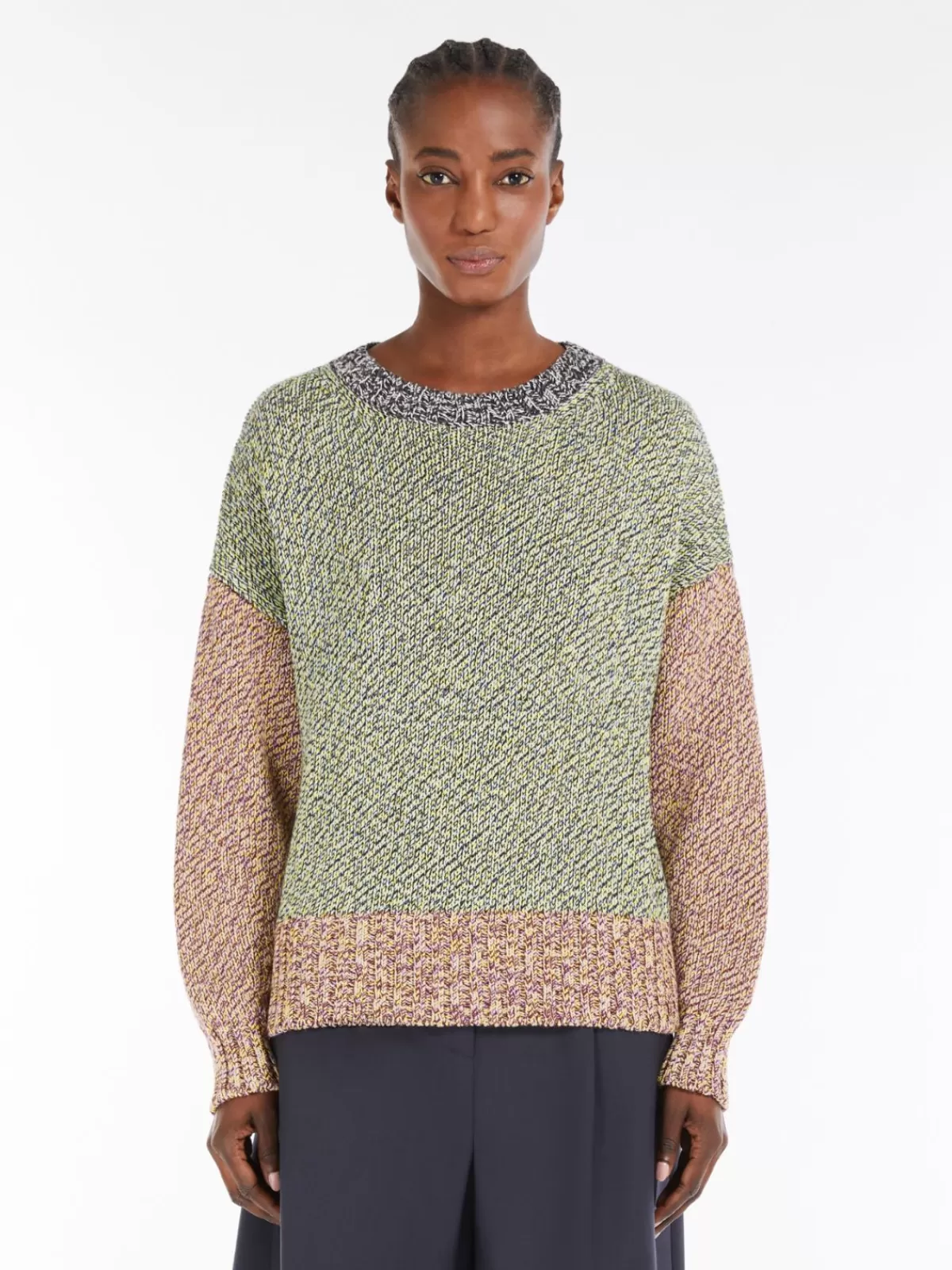Jersey moderno Max Mara en mezcla algodón-lana con diseño de bloques de colores - Variedad de tonos vibrantes