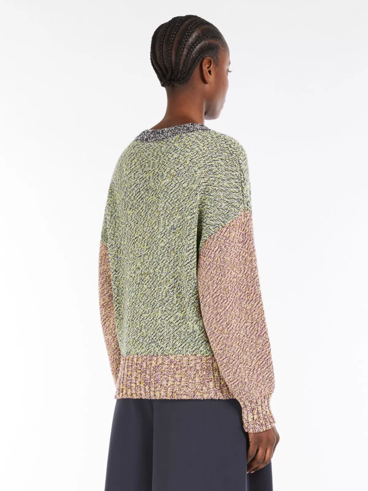 Jersey moderno Max Mara en mezcla algodón-lana con diseño de bloques de colores - Variedad de tonos vibrantes