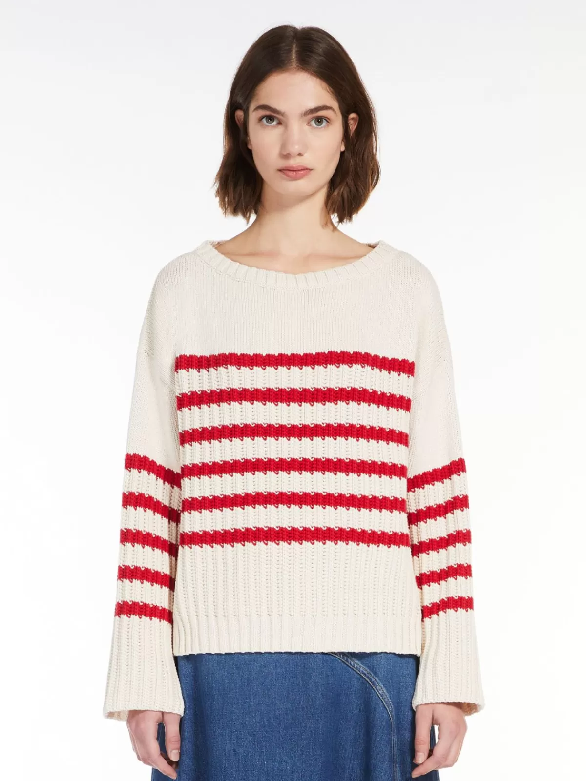 Suéter clásico de algodón Max Mara en rojo carmesí - Cuello barco y diseño atemporal