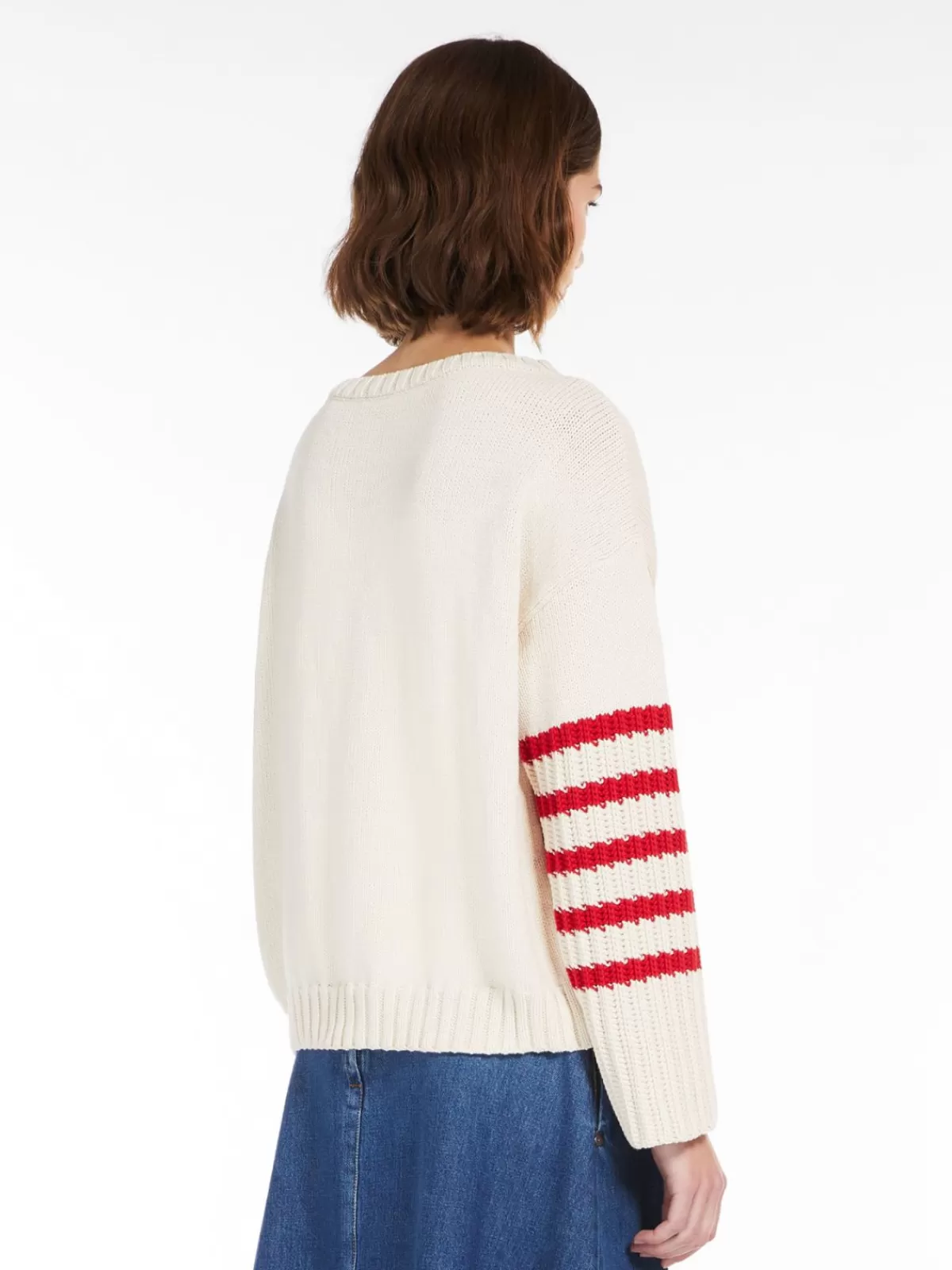 Suéter clásico de algodón Max Mara en rojo carmesí - Cuello barco y diseño atemporal