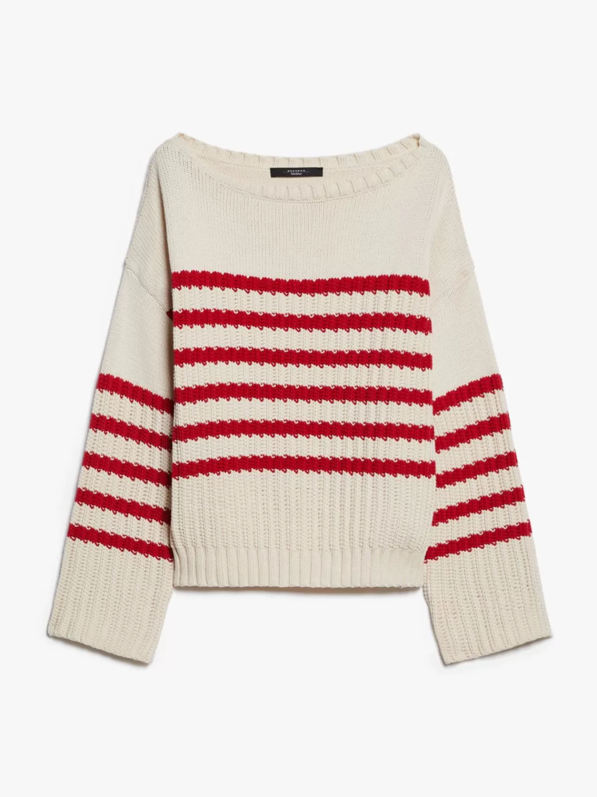 Suéter clásico de algodón Max Mara en rojo carmesí - Cuello barco y diseño atemporal