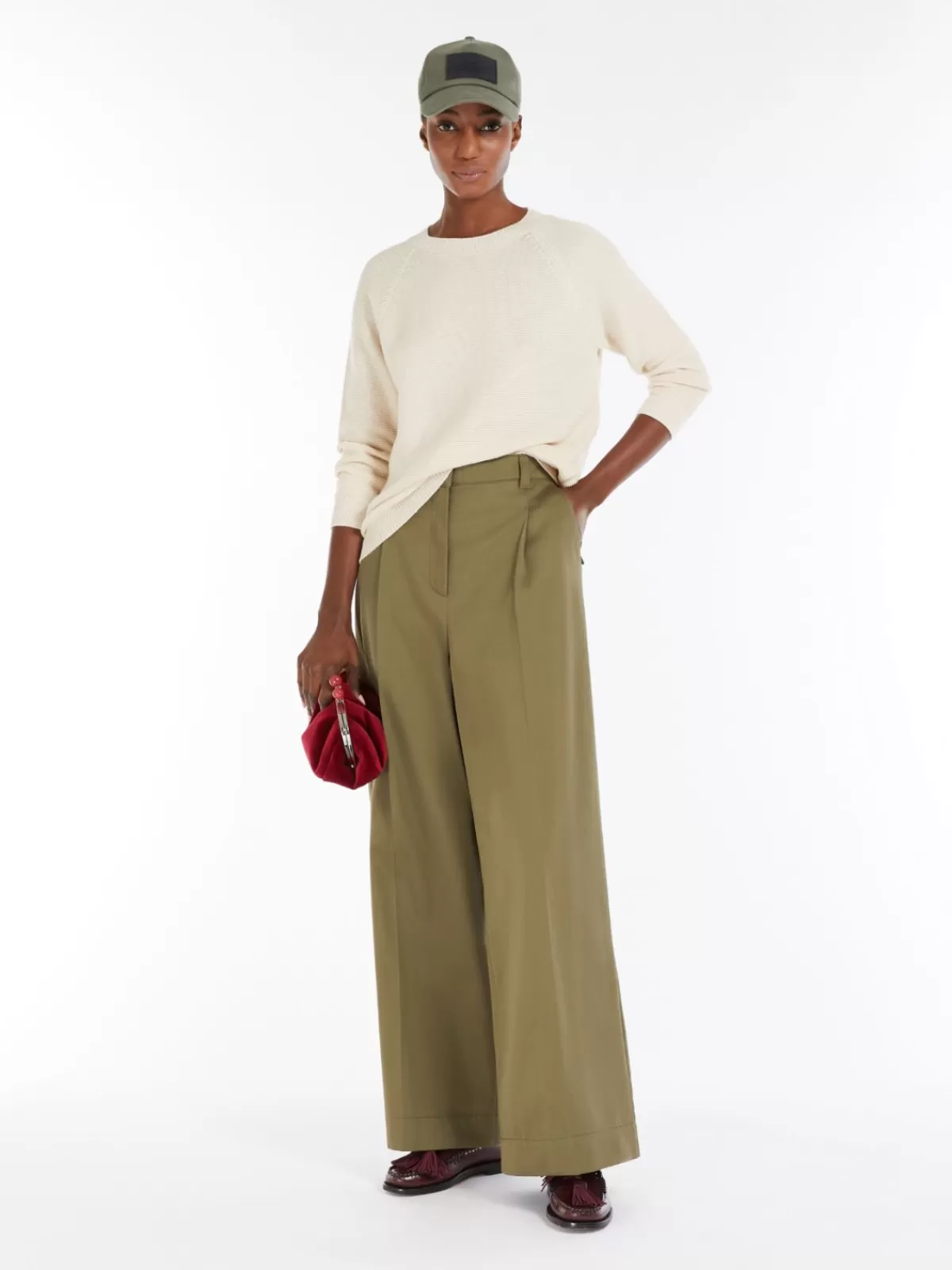 Suéter Max Mara en hilo de algodón - Tejido en punto color ecru