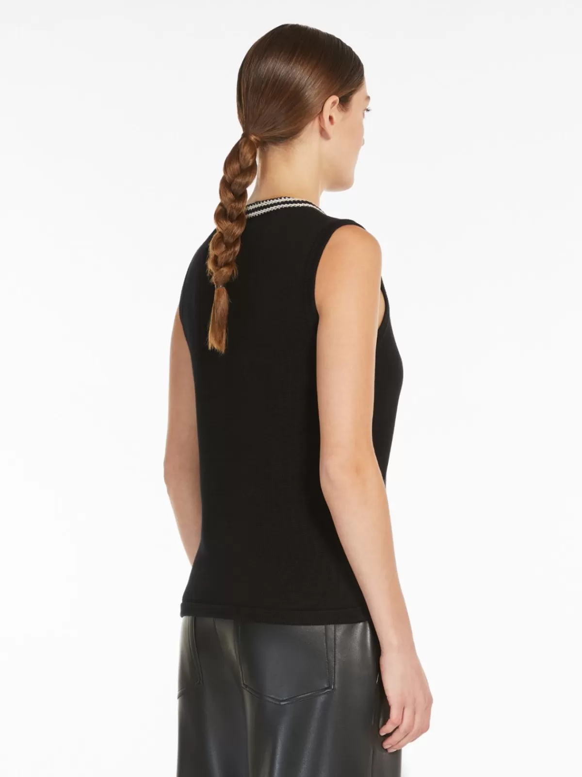 Jersey clásico de hilo de algodón Max Mara - Negro elegante