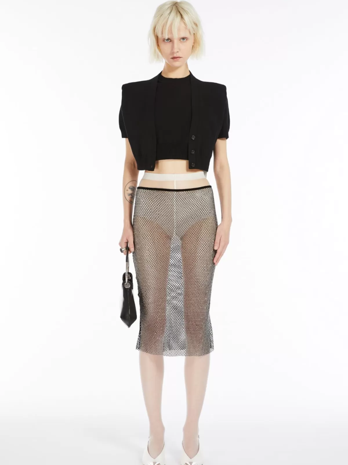 Max Mara - Chaleco corto elástico en viscosa negro, tejido de punto premium y ajuste cómodo