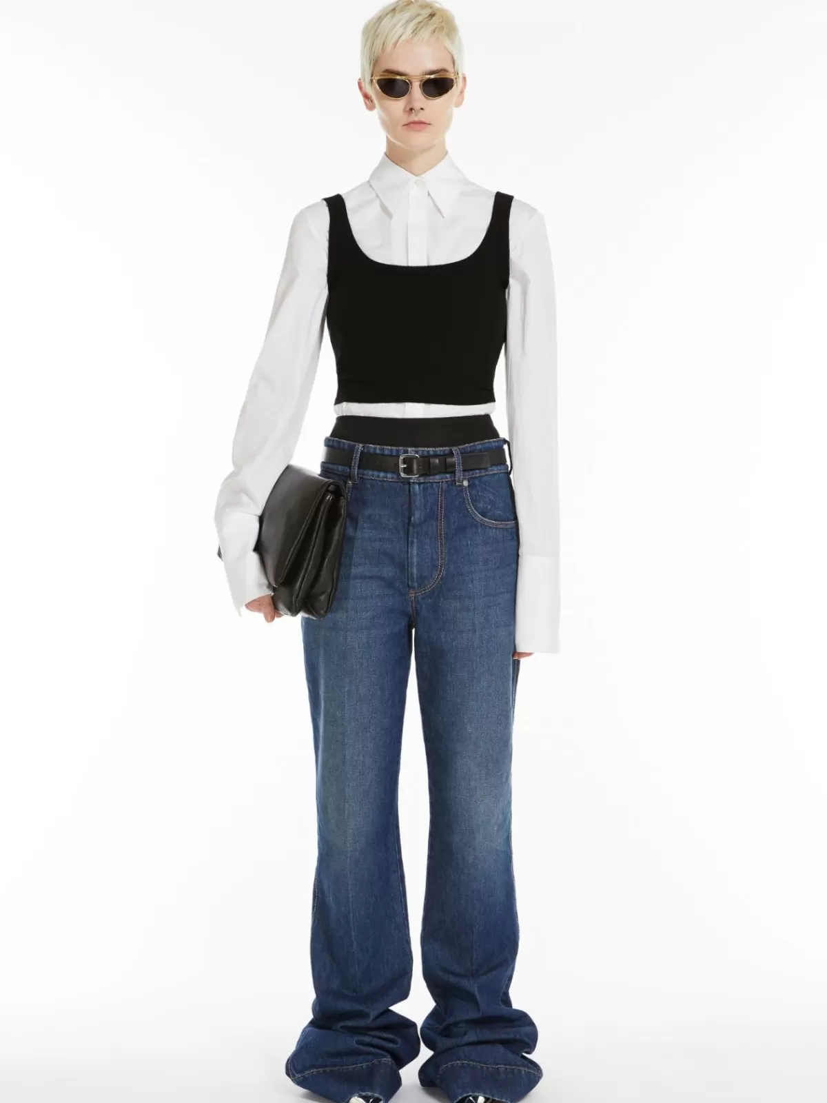 Chaleco corto Max Mara en viscosa elástica - Diseño minimalista negro para looks versátiles