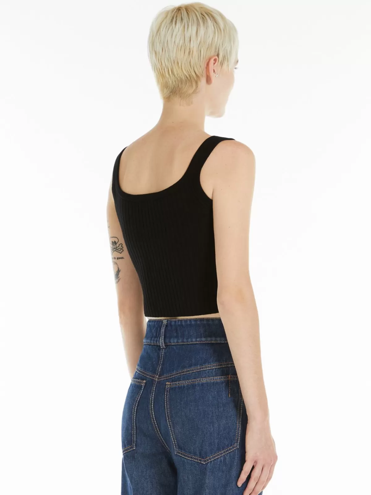 Chaleco corto Max Mara en viscosa elástica - Diseño minimalista negro para looks versátiles
