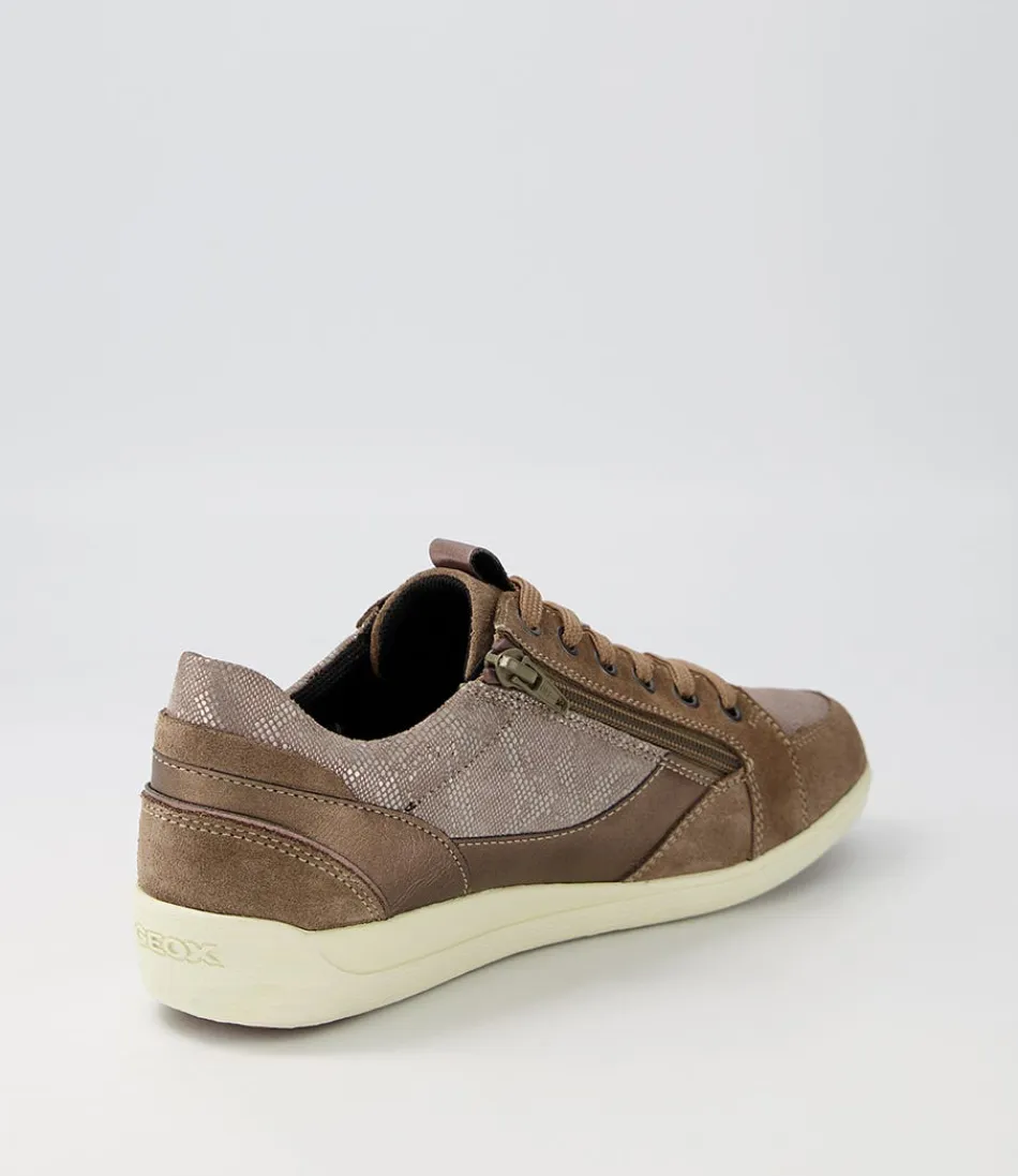Zapatillas GEOX Myria B para Mujer – Comodidad Duradera en Ante Beige Oscuro con Detalles de Cuero
