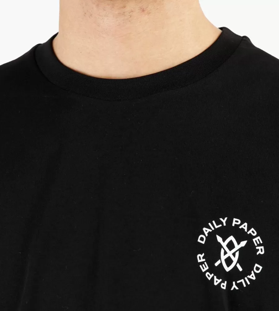 Camiseta de Corte Circular Daily Paper en Negro - Estilo Urbano Unisex