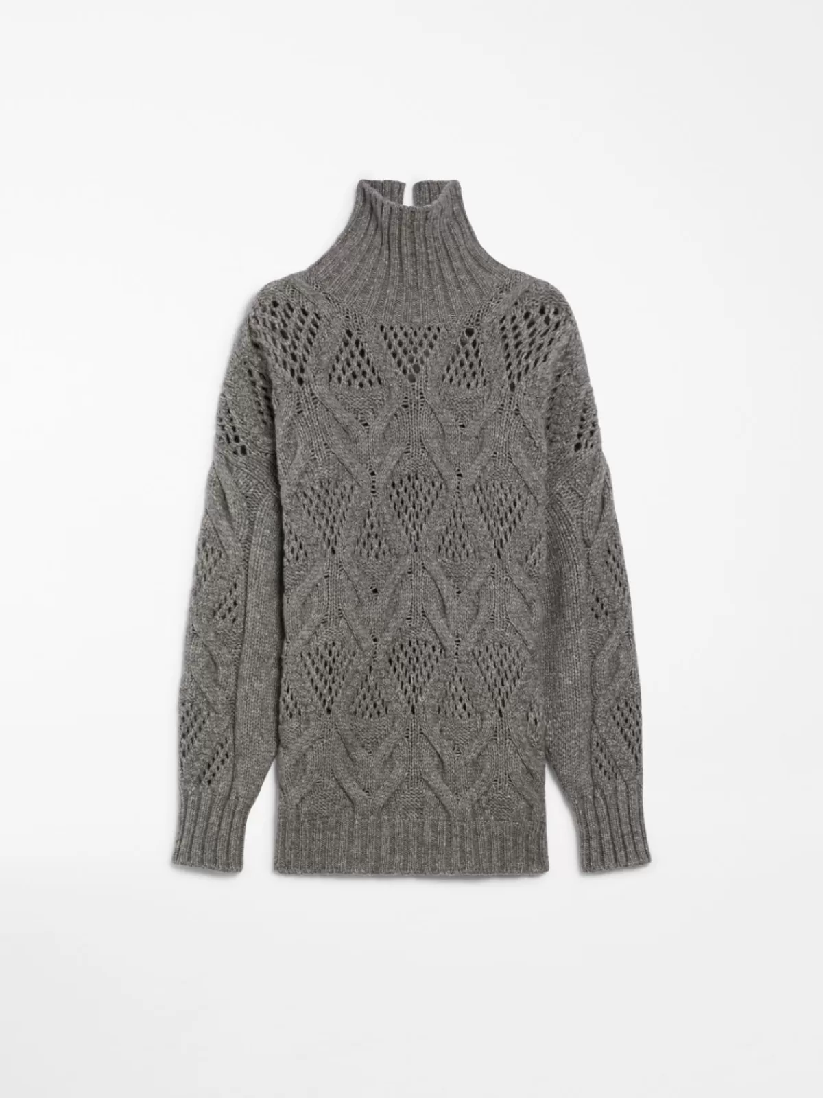 Jersey largo Max Mara en punto diamante - Gris medio, elegancia y suavidad en tejido premium