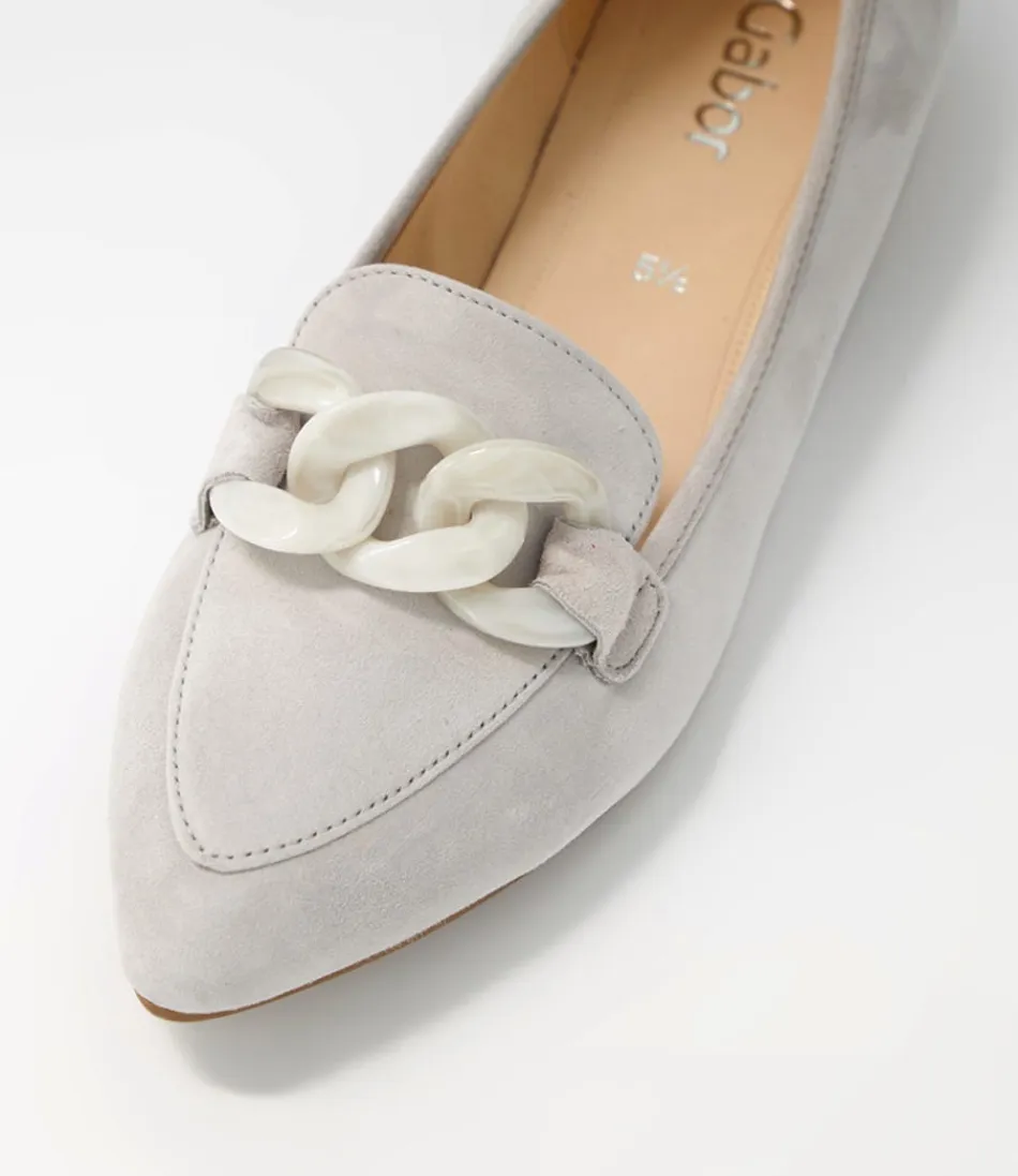 Mocasines GABOR Diego para Mujer - Piel Suave Gris Claro, Diseño Ligero y Cómodo