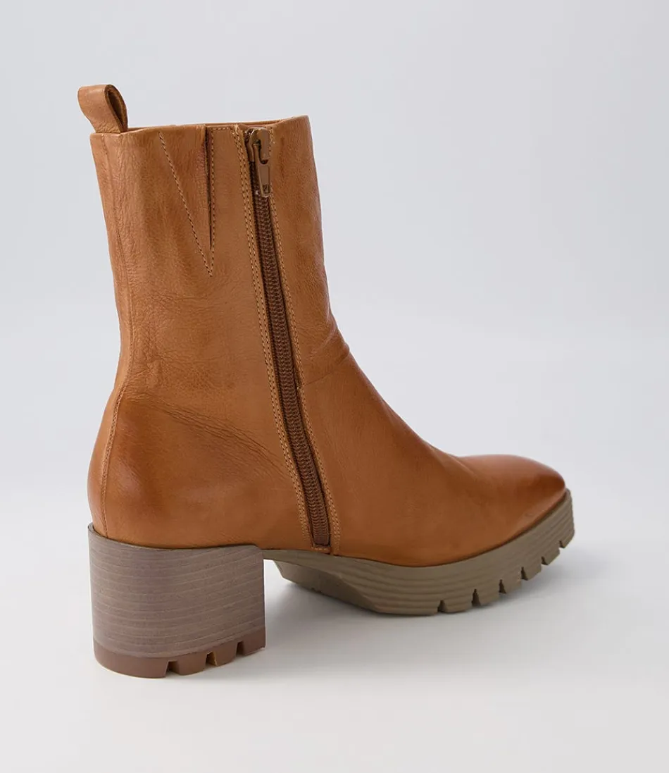 Botas Tobilleras Django & Juliette para Mujer - Cuero en Tono Dippy Tan con Estilo Vintage