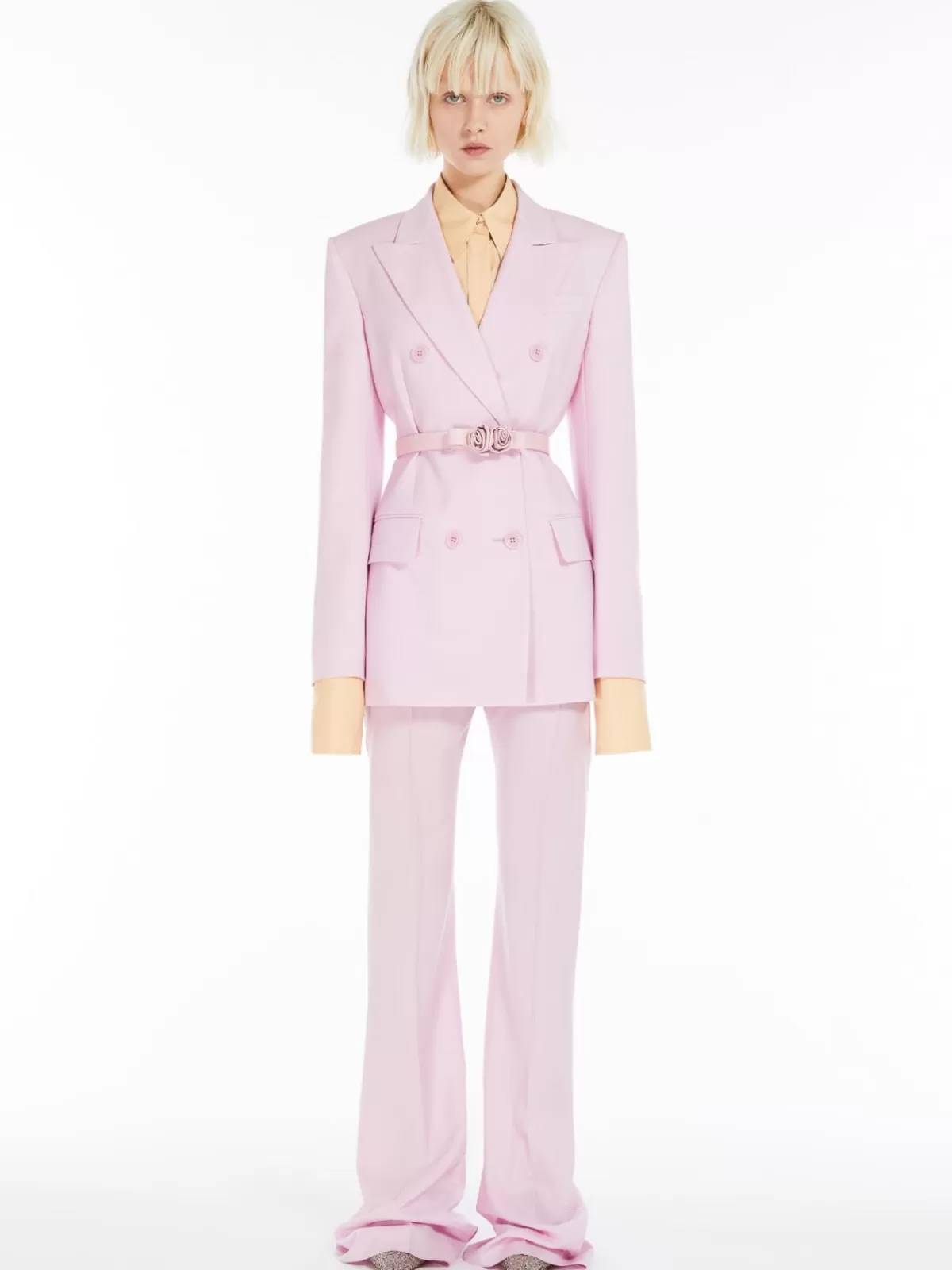 Elegante Blazer Doble Botonadura Max Mara - Lana Elástica en Tono Malva | Chaquetas Clásicas de Temporada