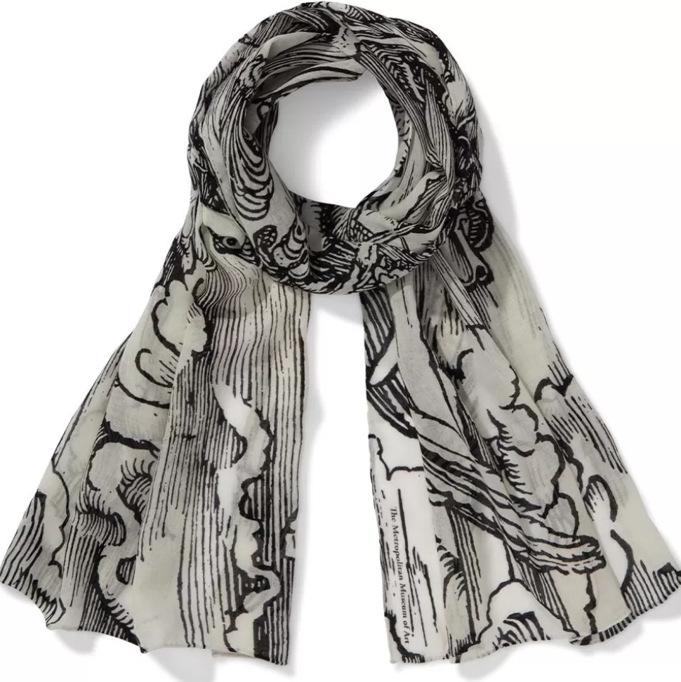 Bufanda Artística Dürer Apocalipsis · Pañuelo Alargado Unisex · Colección Exclusiva del Museo Metropolitano · Estampado Renacentista · Accesorio de Invierno Versátil
