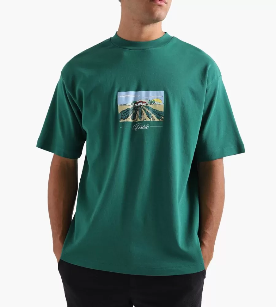 Camiseta Estilo Urbano Drole de Monsieur - Diseño Parra en Verde Bosque