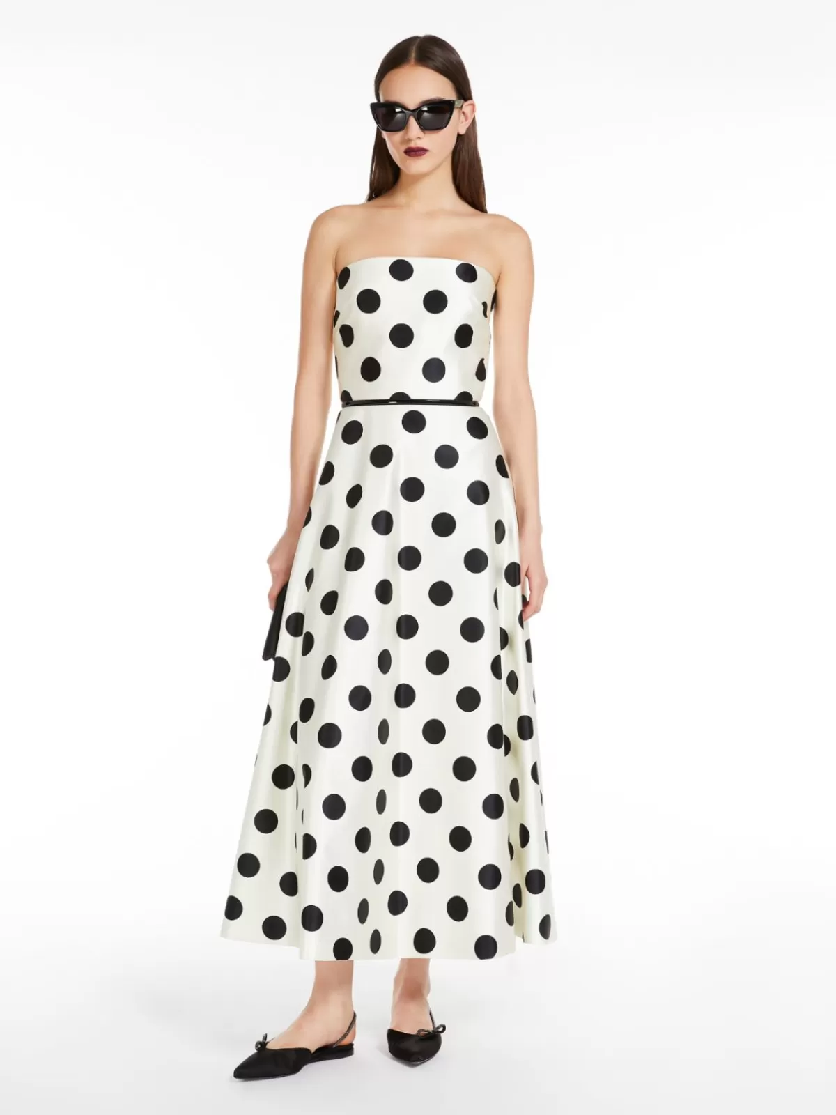 Max Mara - Vestido de satén bustier estilo Duquesa | Elegancia en blanco y negro