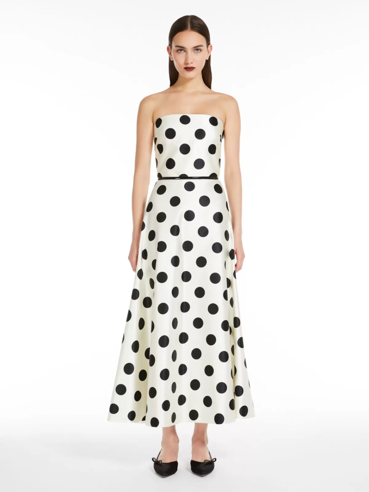 Max Mara - Vestido de satén bustier estilo Duquesa | Elegancia en blanco y negro