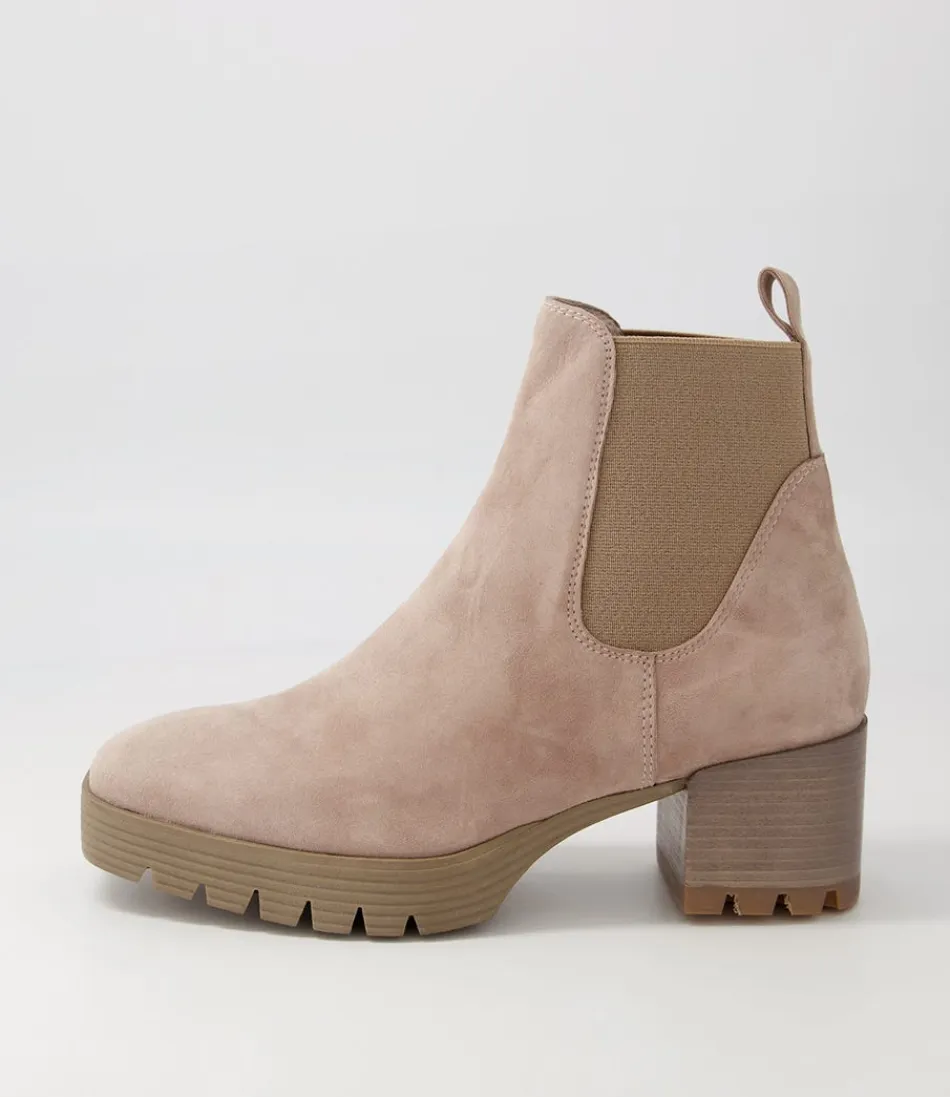 Botines Chelsea Mujer DJANGO & JULIETTE - Piel de Ante Color Hongo con Detalles Dunkan