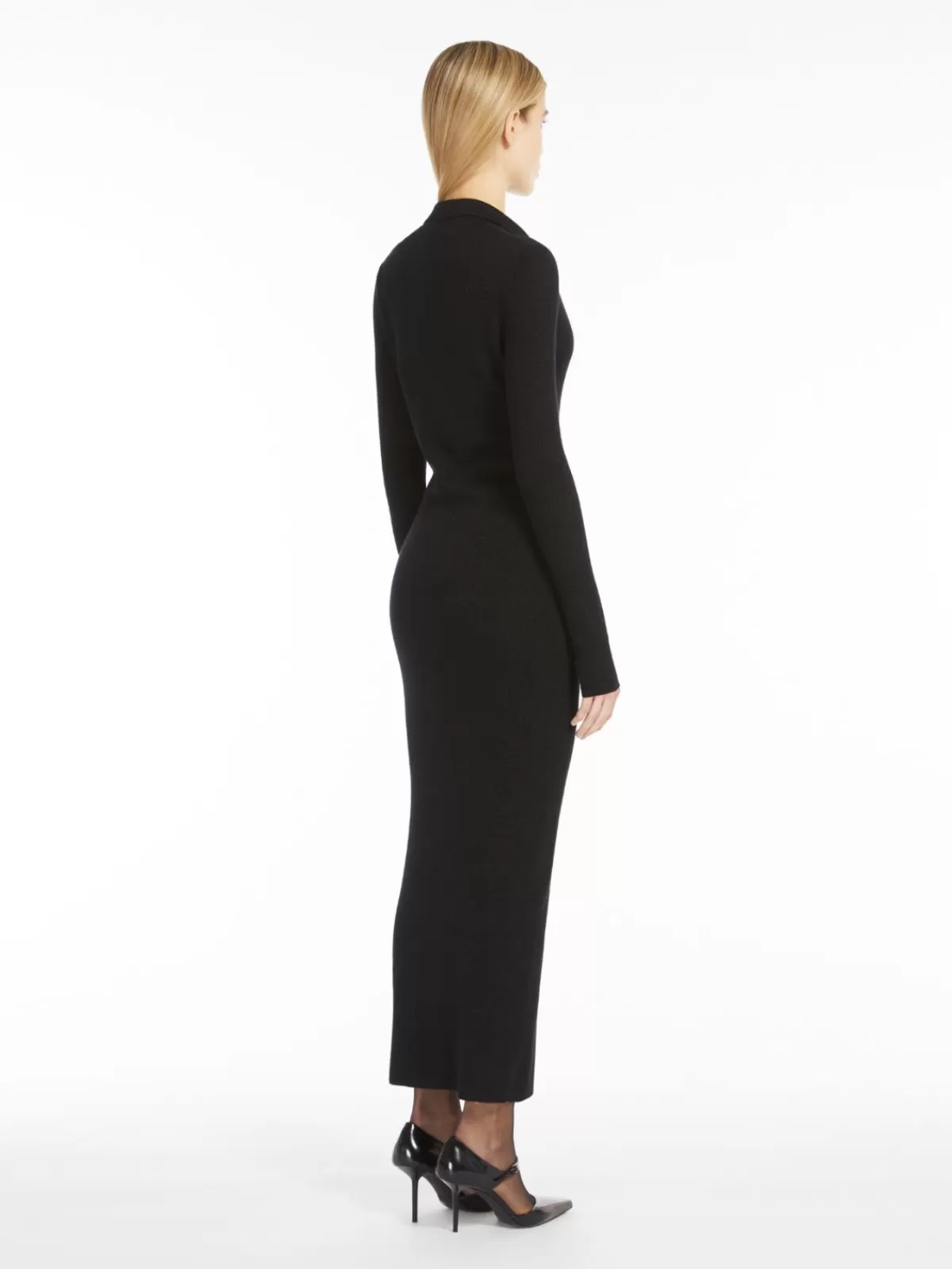 Vestido entallado de invierno Max Mara - Lana suave con destellos de lurex en negro elegante