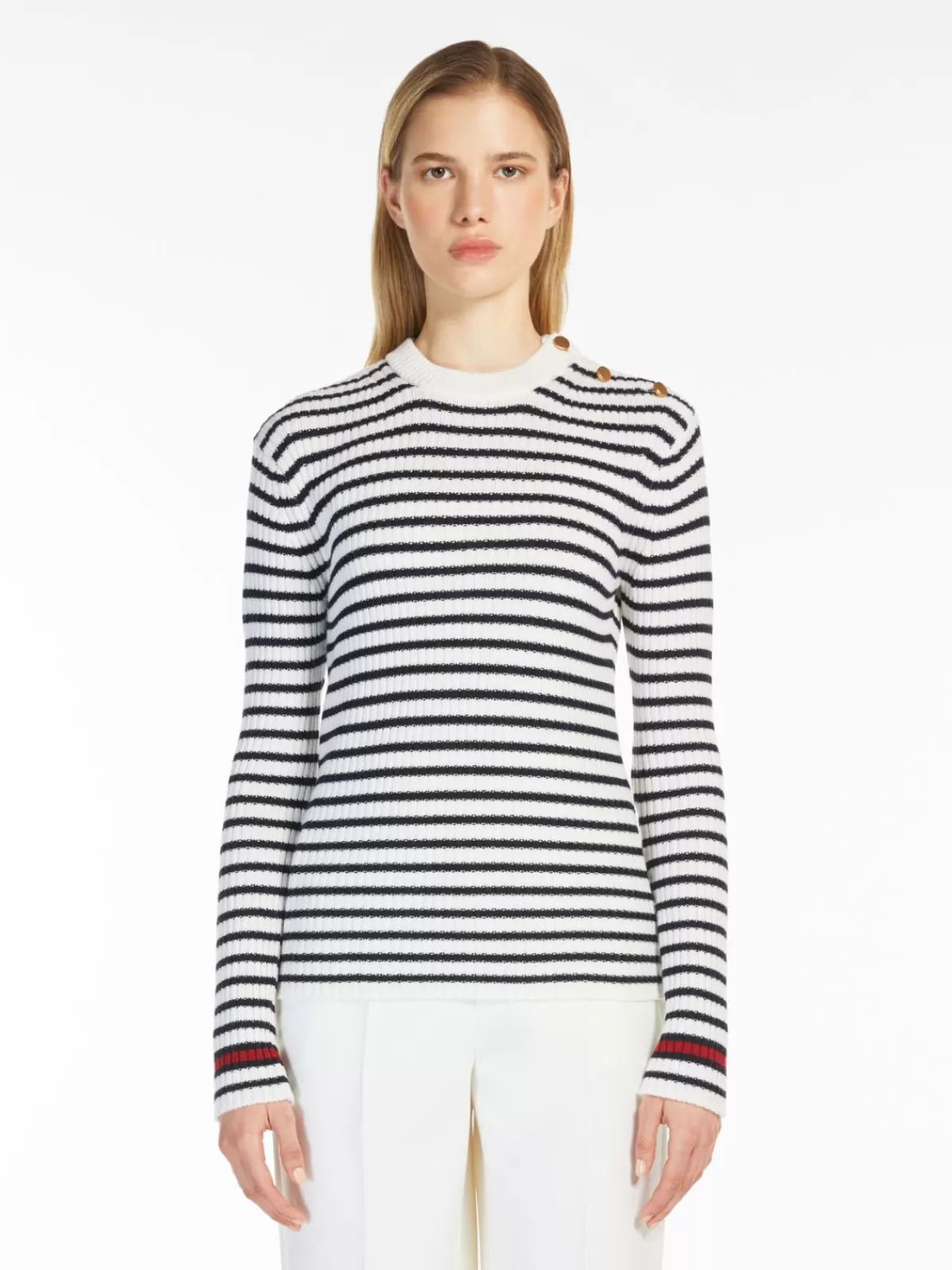 Súeter clásico de lana Max Mara - Corte entallado en blanco hueso