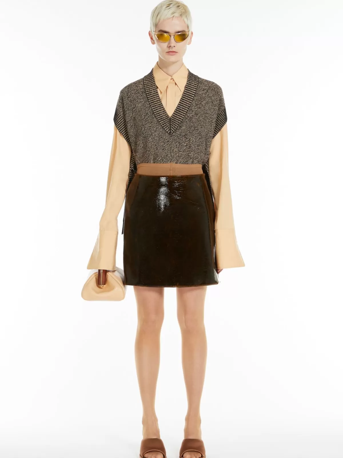 Falda acampanada de talle bajo Max Mara en marrón oscuro - Estilo elegante para un look sofisticado