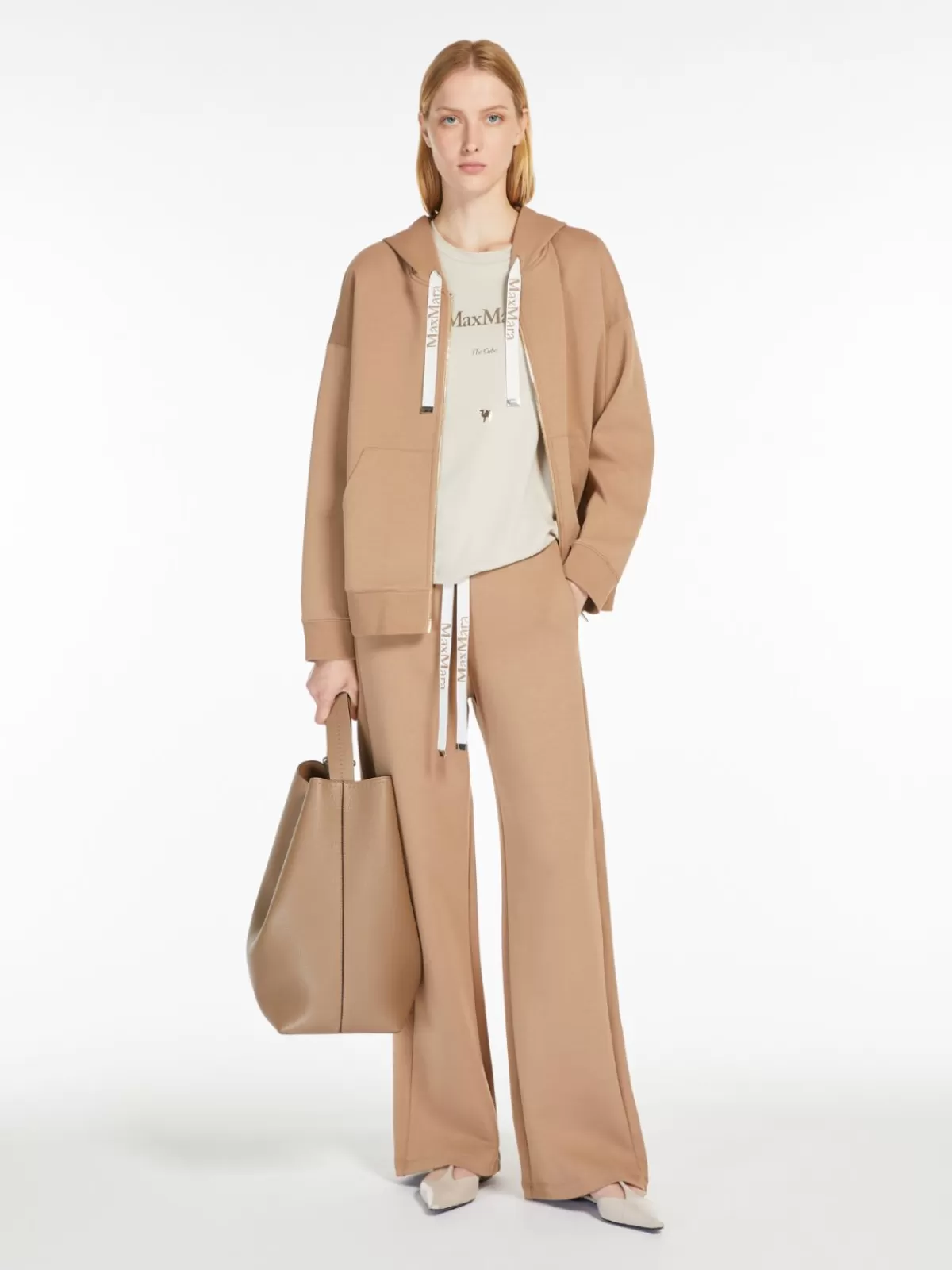 Pantalón Max Mara de Felpa con Cordón Ajustable - Diseño Casual Elegante en Tono Camel, Abrigo Suave para Temporada Fría