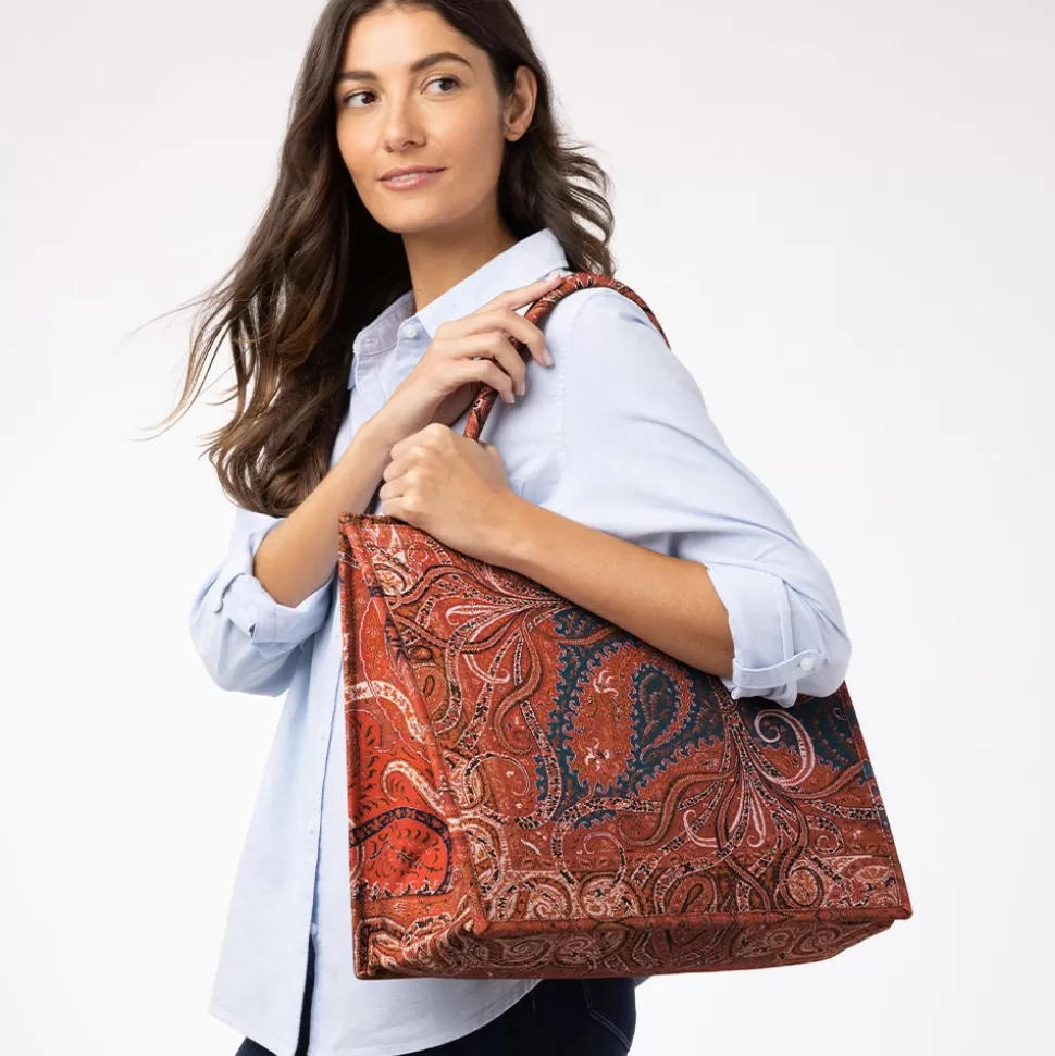 Bolso Tote Estructurado Gran Capacidad - Estampado Paisley de las Cuatro Estaciones | Colección Exclusiva Met Museum para el Día a Día